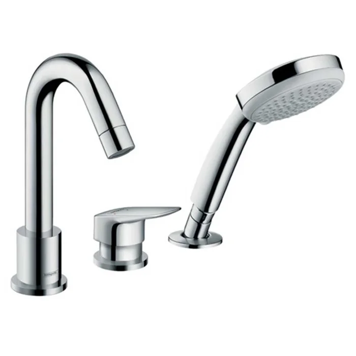 Hansgrohe Logis Chrome 3-Hole Rim-Mounted Single Lever Bath Mixer Tap