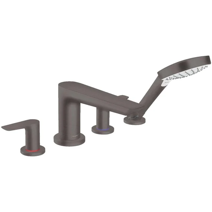 Hansgrohe Talis E Brushed Black Chrome 4-Hole Rim-Mounted Bath Mixer Tap