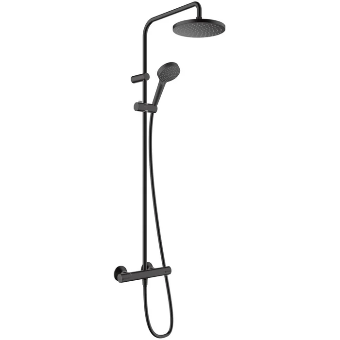 Hansgrohe Vernis Blend Matt Black 200 1Jet Showerpipe with Thermostatic