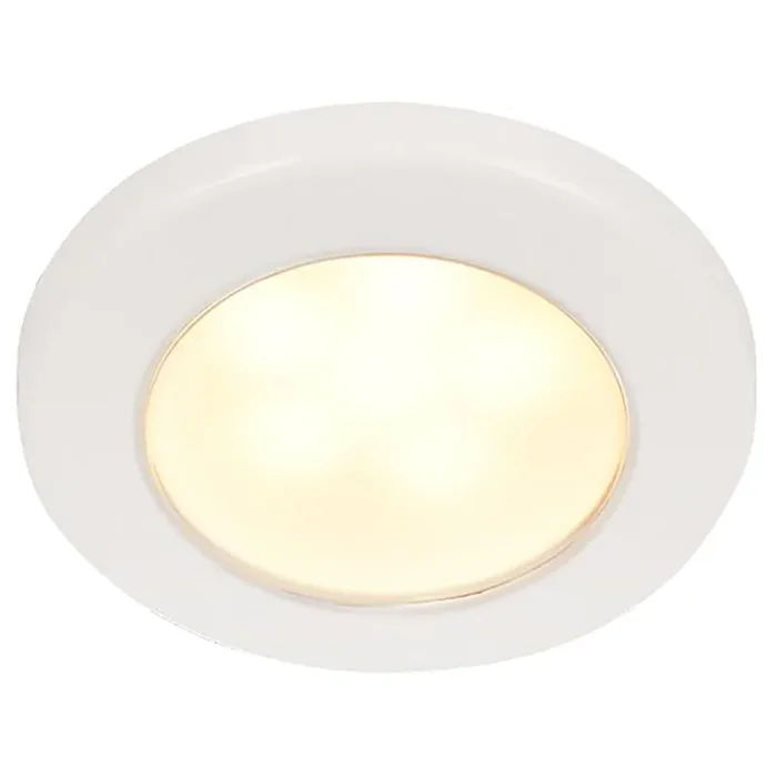 Hella Marine EuroLED 75 3″ Round Screw Mount Down Light – Warm White LED – White Plastic Rim – 12V