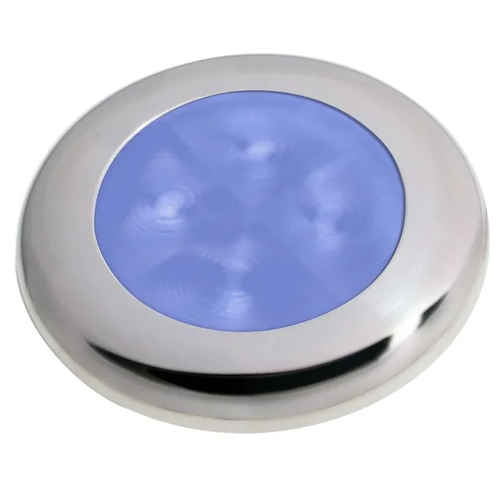 Hella Marine Slim Line LED ‘Enhanced Brightness‘ Round Courtesy Lamp – Blue LED – Stainless Steel Bezel – 12V
