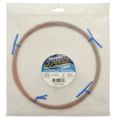 Hi Seas – Quattro 100% Fluorocarbon Leader – 4 Color Camo – 25 Yard Coil