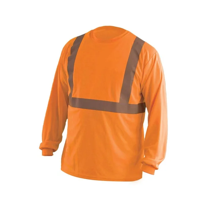 Hi-Vis Orange Class 2 Classic Wicking Birdseye T-Shirt Long Sleeve 3X LUX-LSET2B-O3X