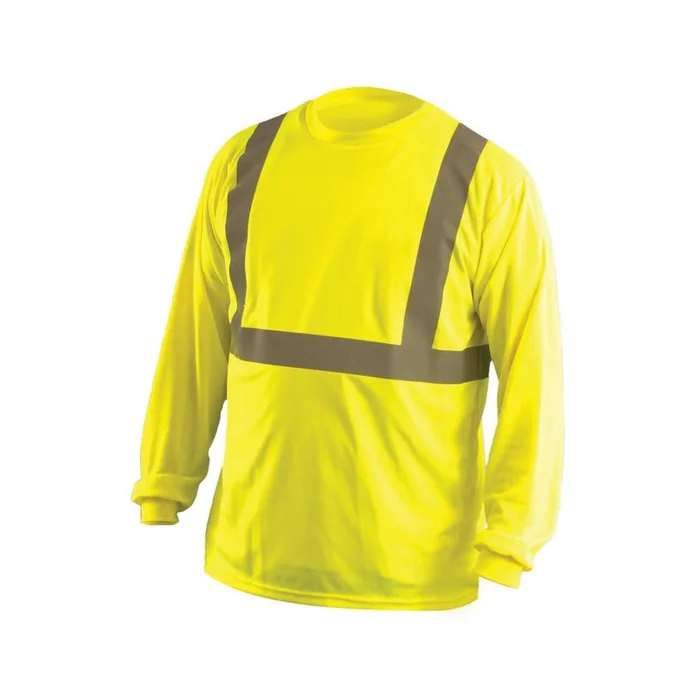 Hi-Vis Yellow Class 2 Classic Wicking Birdseye T-Shirt Long Sleeve Medium LUX-LSET2B-YM