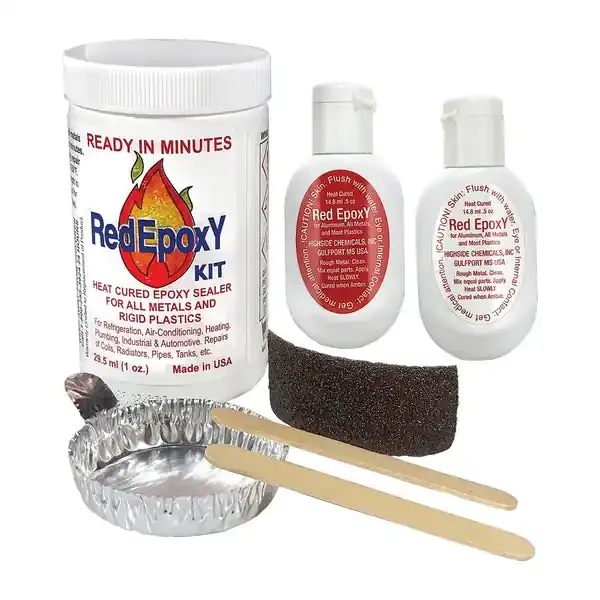 Highside Chemicals 12001 2-Part RedEpoxy Metal and Rigid-Plastic Repair Kit