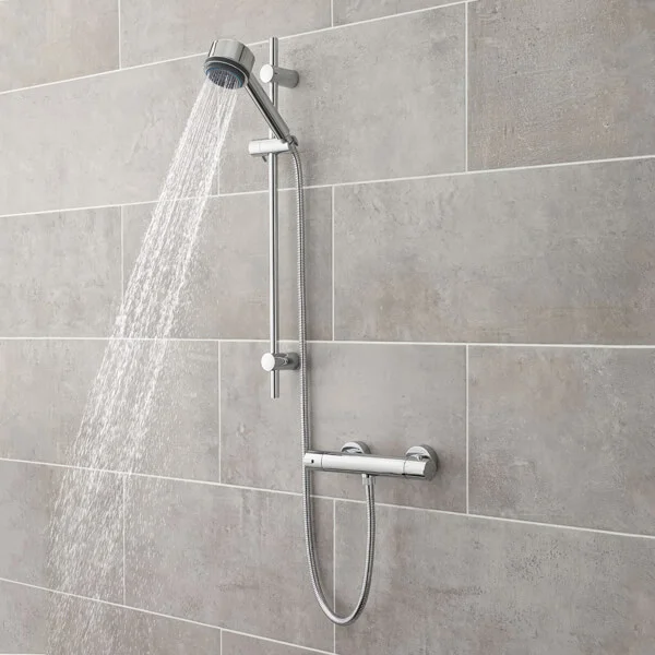 Hudson Reed Linear Slide Rail Kit Chrome With Multi Function Round Handset – A3043