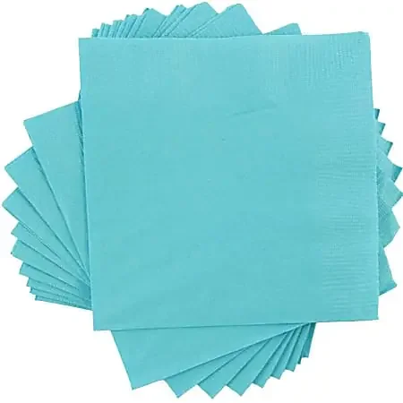 JAM PAPER Small Beverage Napkins – 5 x 5 – Sea Blue – 40/Pack