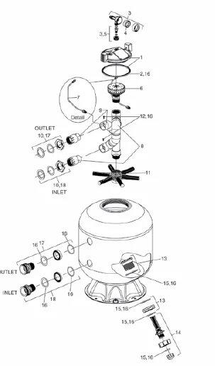 JANDY SAND FILTER DRAIN FITTING ASSY | R0488200