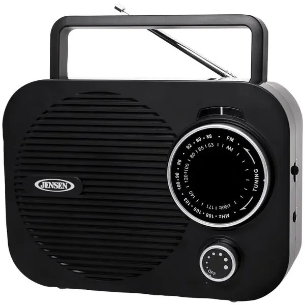 JENSEN MR-550-BK Portable AM/FM Radio with Telescoping Antenna, Black, MR-550