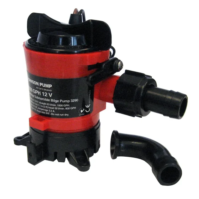 Johnson Pump 1000 GPH Bilge Pump 3/4″ 12V Dura Ports