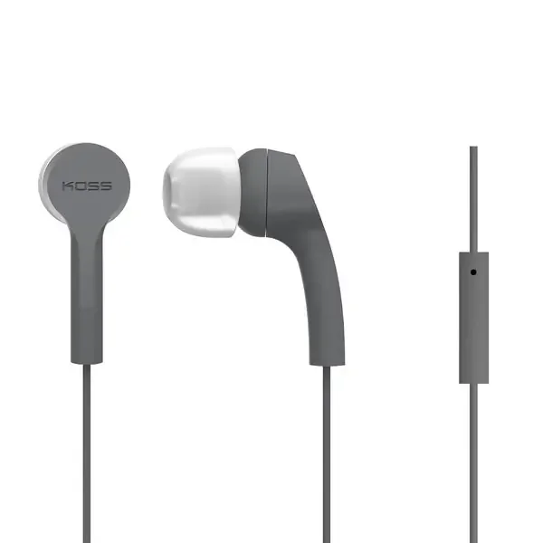 KOSS 192451.101 KEB9i Earbuds with Microphone and In-Line Remote (Gray)