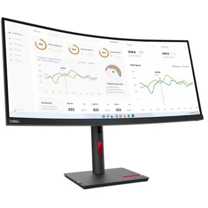 Lenovo ThinkVision T34w-30 34″ UW-QHD Curved Screen LCD Monitor – 21 9 – Raven Black