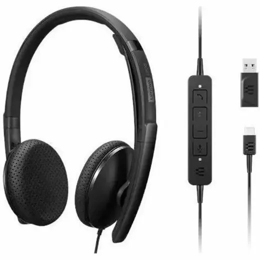 Lenovo Wired VoIP Headset (UC) – Stereo – USB Type C – Wired – 2.2 Kilo Ohm – 20 Hz – 20