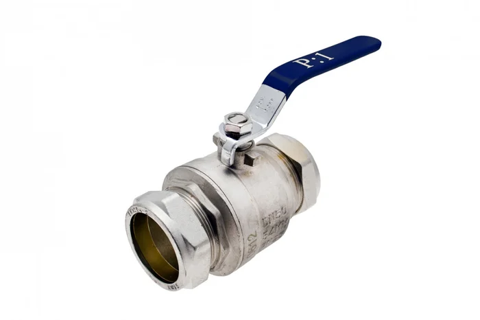 Lever Ball Valve Blue Handle 54mm WRAS
