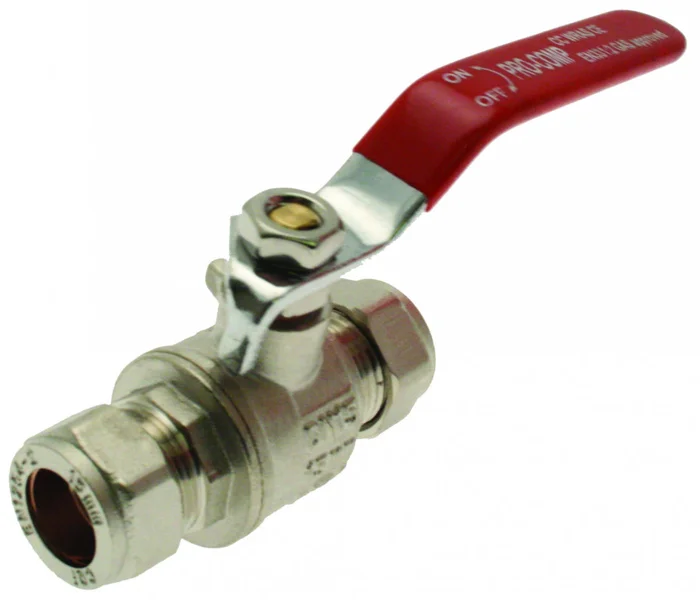 Lever Ball Valve Red Handle 15mm WRAS
