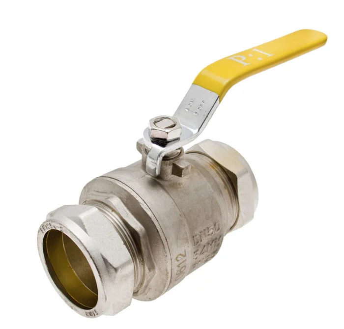 Lever Ball Valve Yellow Handle 54mm GAS