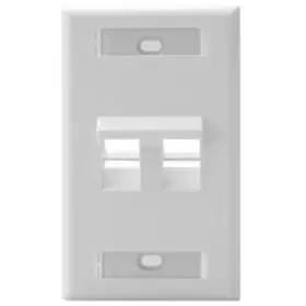 Leviton Angled Single-Gang Quickport Wallplate With Id Windows, 2-Port, White