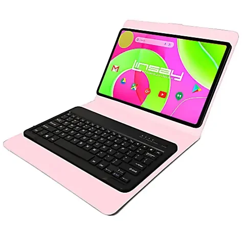 Linsay Octa Core Wi-Fi Tablet, 12”, 8GB Memory, 256GB Storage, Android 14, With Pink Style Keyboard And Application Pack