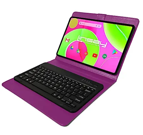 Linsay Octa Core Wi-Fi Tablet, 12”, 8GB Memory, 256GB Storage, Android 14, With Purple Style Keyboard And Application Pack