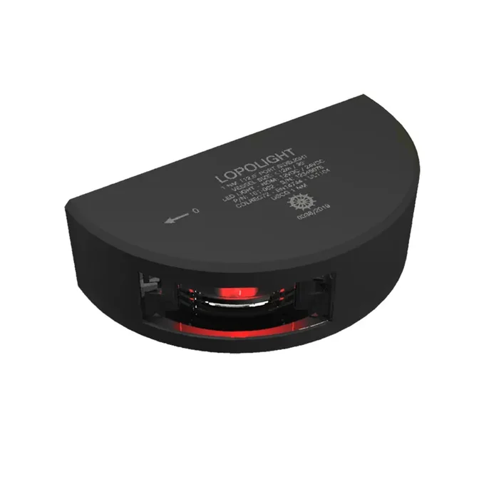Lopolight Series 101-002 – Port Side Light – 1NM – Vertical Mount – Red – Black Housing