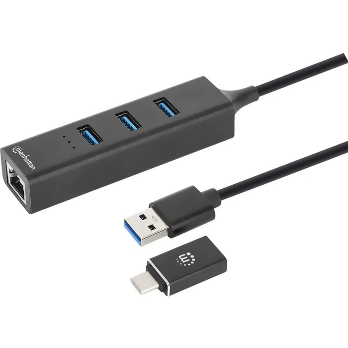 Manhattan 3-Port USB 3.0 Type-C/A Combo Hub with Gigabit Ethernet Network Adapter – USB