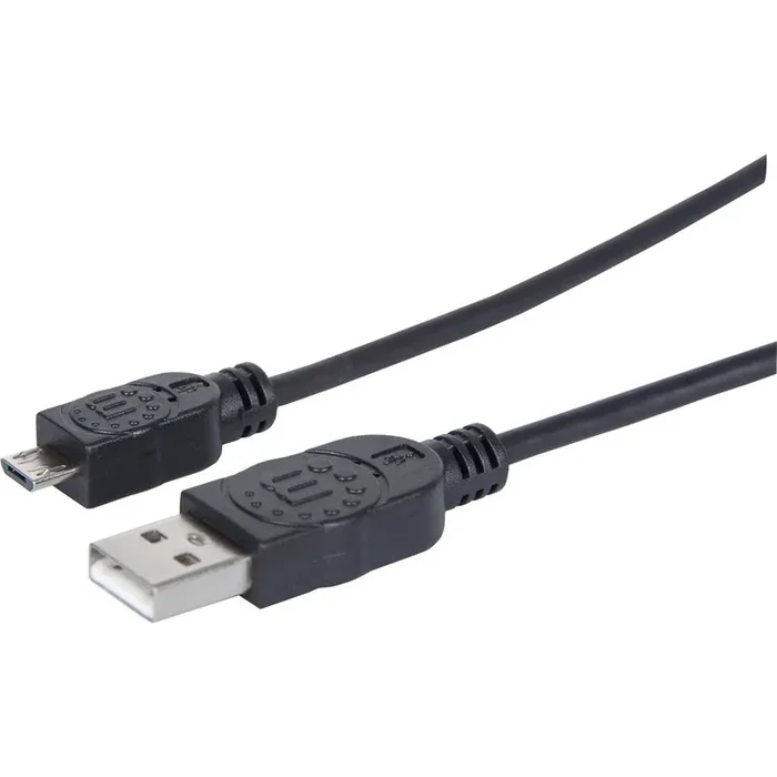Manhattan Hi-Speed USB 2.0 A Male/Micro-B Male Device Cable, 1.5‘, Black, Retail Pkg