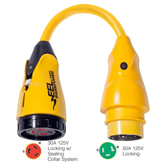 Marinco P503-30 EEL 30A-125V Female to 50A-125V Male Pigtail Adapter – Yellow