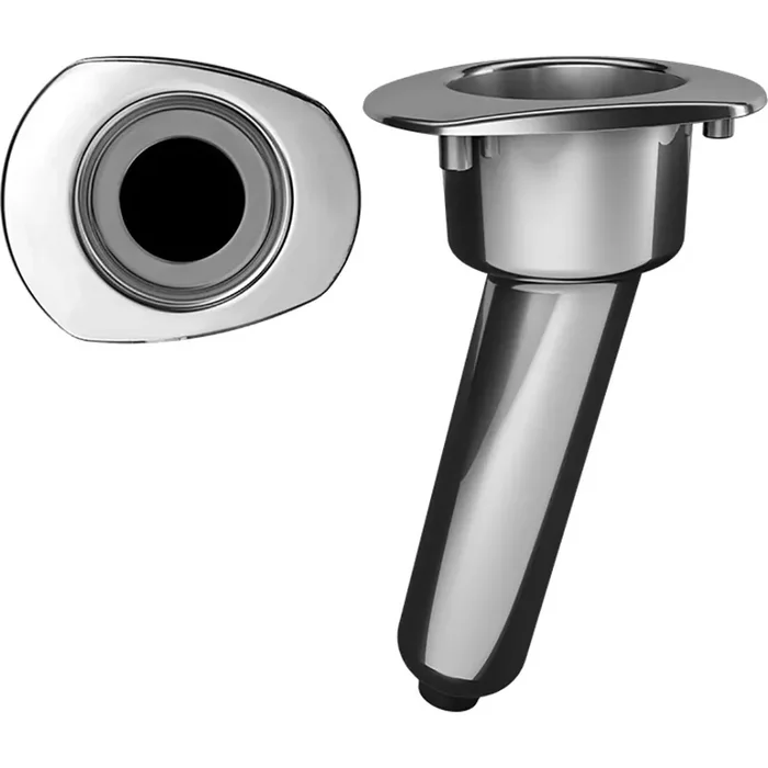 Mate Series Elite Screwless Stainless Steel 15° Rod & Cup Holder – Drain – Oval Top