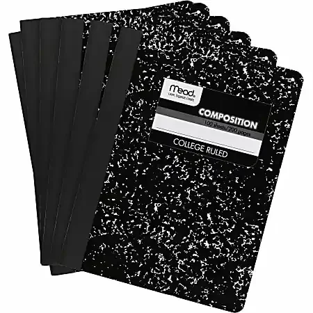 Mead® Composition Books, 7.5″ x 9.75″, College Ruled, 100 Sheets, Black Marble, Pack Of 12