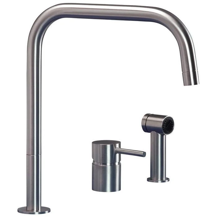 MGS F2 SQ SP Polished Stainless Steel Pullout Rinser Kitchen Sink Mixer Tap 0133P