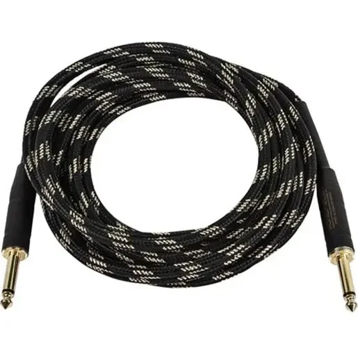 Monoprice 10ft Cloth Series 1/4 inch TS Male 20AWG Instrument Cable – Black & Gold