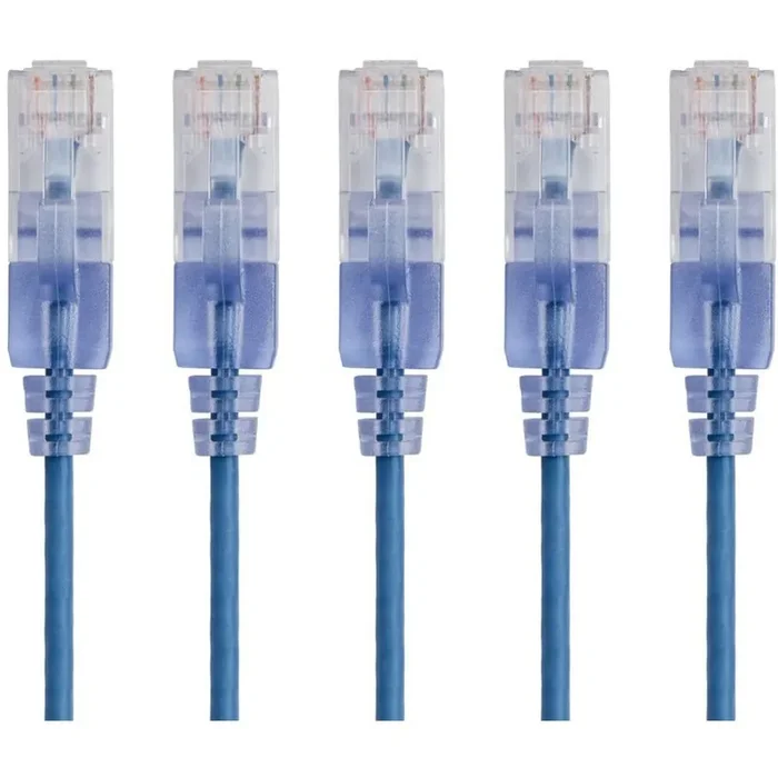 Monoprice 5-Pack, SlimRun Cat6A Ethernet Network Patch Cable, 3ft Blue