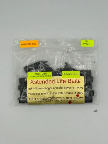 MTO Lures Xstended Life Baits – Craw 2.75in 10pk – Black/Red