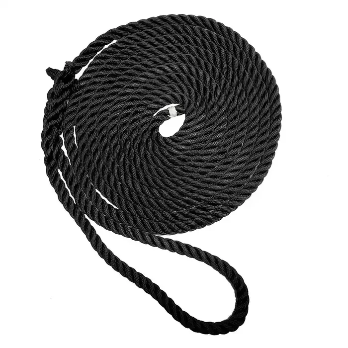 New England Ropes 3/4″ Premium 3-Strand Dock Line – Black – 35‘