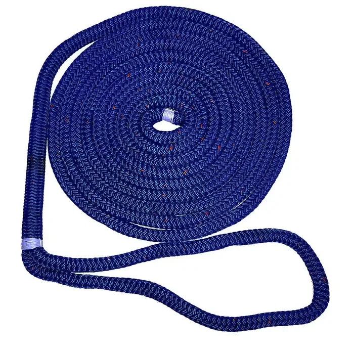 New England Ropes 3/8″ Double Braid Dock Line – Blue w/Tracer – 15‘
