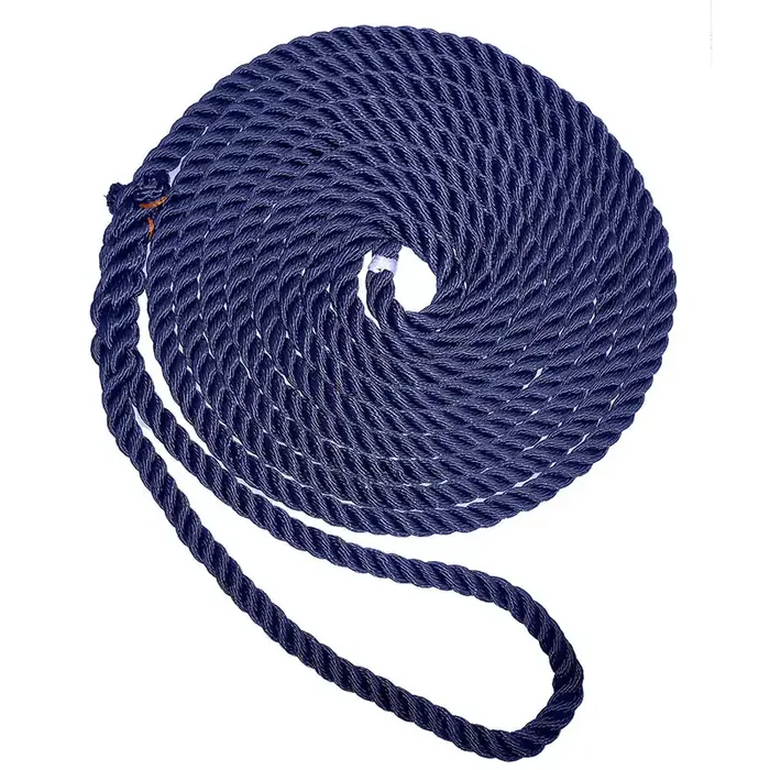 New England Ropes 5/8″ Premium 3-Strand Dock Line – Navy Blue – 25‘