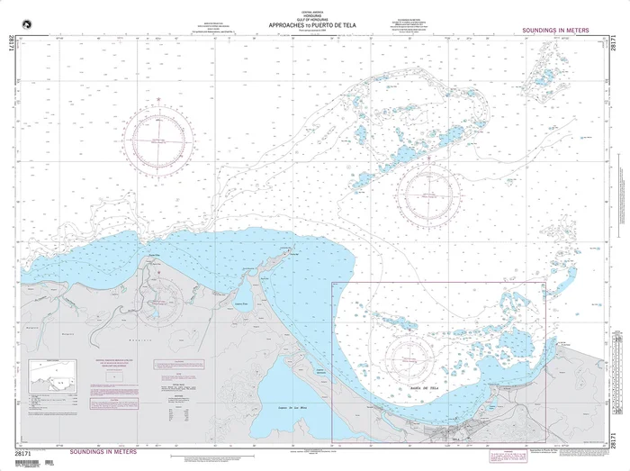 NGA Nautical Chart – 28171 Approaches to Puerto de Tela (Gulf of Honduras)