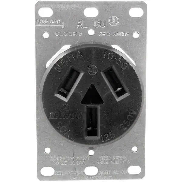 No Logo 5206 Flush-Mount 3-Wire Single-Outlet Range Receptacle