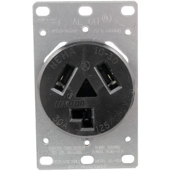 No Logo 5207 Flush-Mount 3-Wire Single-Outlet Dryer Receptacle