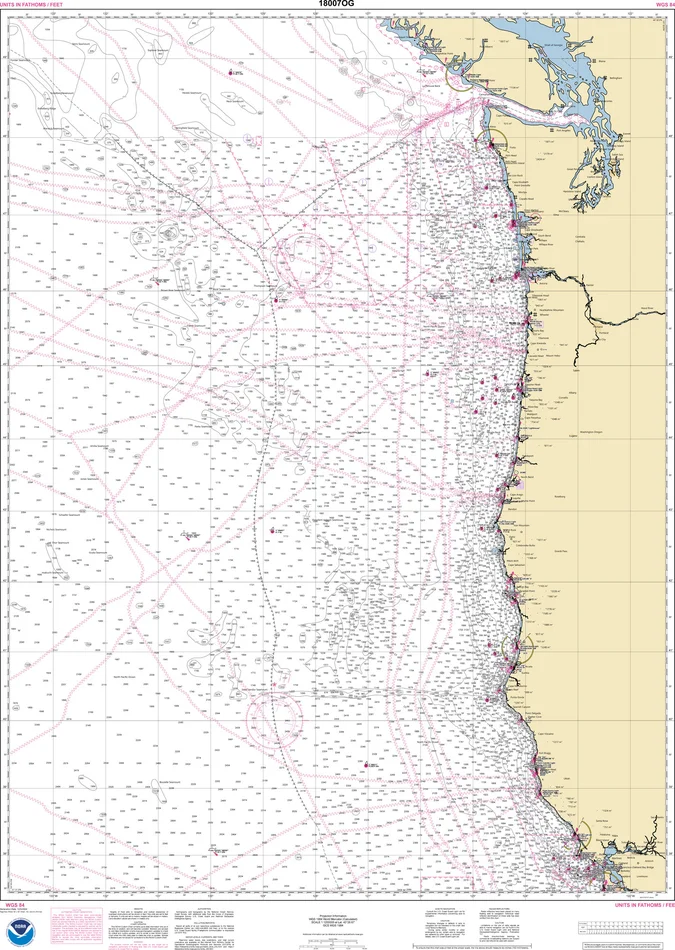 NOAA Nautical Chart – 18007OG San Francisco to Cape Flattery