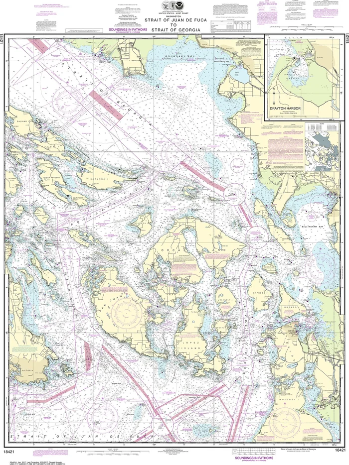 NOAA Nautical Chart – 18421 Strait of Juan de Fuca to Strait of Georgia;Drayton Harbor