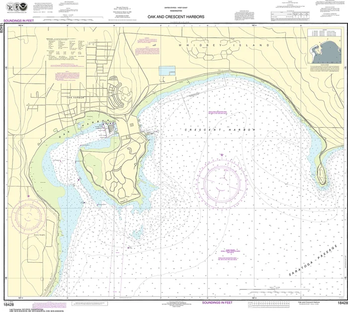 NOAA Nautical Chart – 18428 Oak and Crescent Harbors