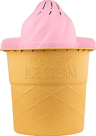 Nostalgia 4-Quart Swirl Cone Ice Cream Maker, Strawberry Red