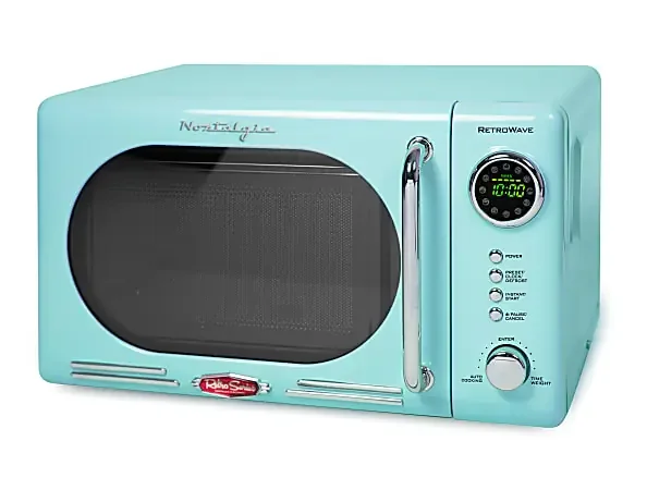 Nostalgia NRMO7AQ6A Retro Microwave, 0.7 Cu. Ft., Aqua