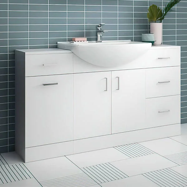 Nuie Mayford Floorstanding Gloss White Vanity Unit & Basin, 1200 x 480mm