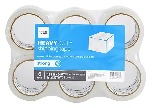 Office Depot® Brand Heavy Duty Shipping Packing Tape, 1.89″ x 54.6 Yd., Crystal Clear, Pack Of 6 Rolls