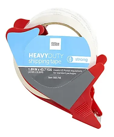 Office Depot® Brand Heavy Duty Shipping Packing Tape With Dispenser, 1.89″ x 43.7 Yd., Crystal Clear