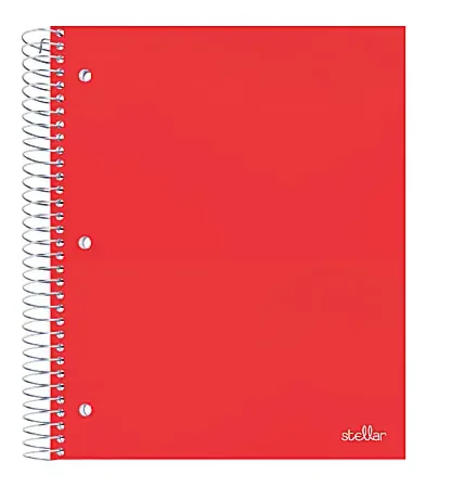 Office Depot® Brand Stellar Poly Notebook, 8-1/2″ x 11″, 3 Subject, College Ruled, 150 Sheets, Red