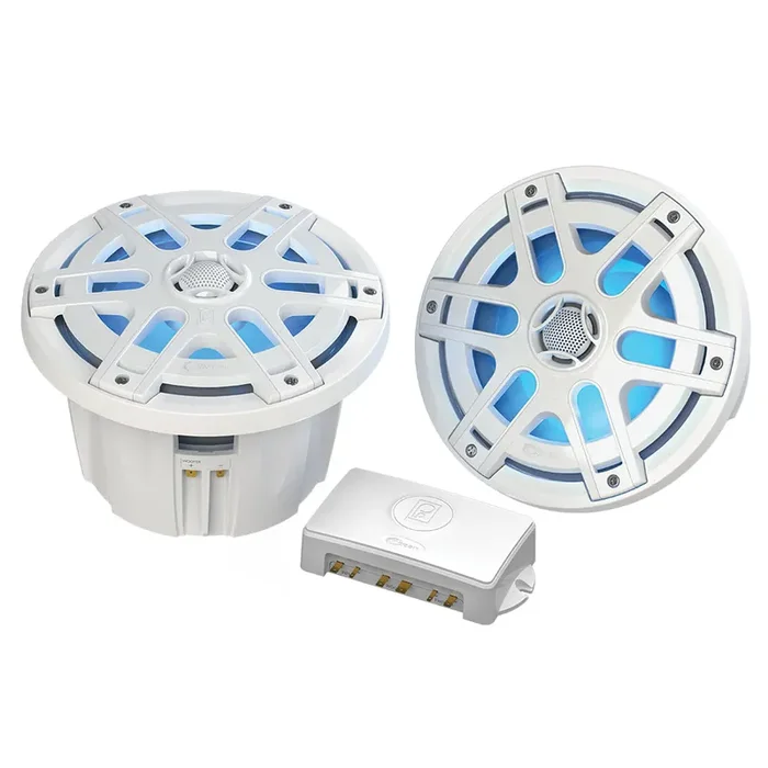 Poly-Planar MA-OC8 8″ 500 Watt Waterproof Blue LED Speaker – White