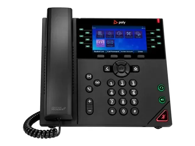 Poly VVX 450 IP Phone – Corded – Corded – Wall Mountable Desktop – Black – VoIP – 1 x Netw